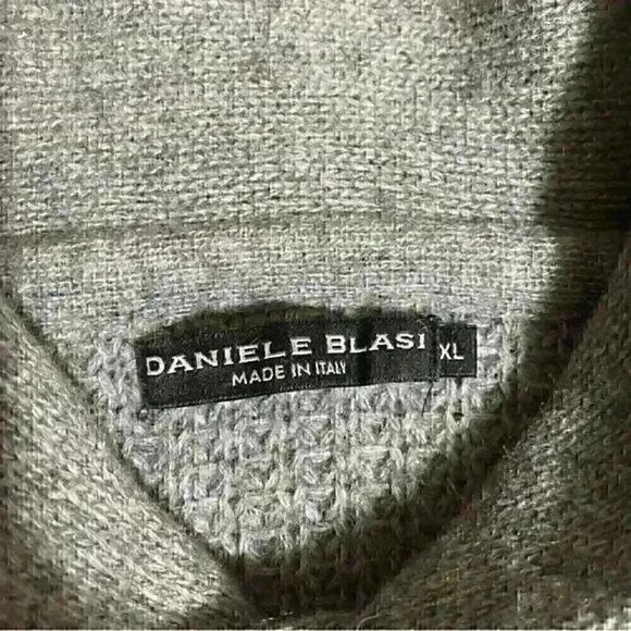 Daniele Blasi Italian Wool Blend Shawl Collar Sweater XL Gray Nautical Coastal - Picture 7 of 10